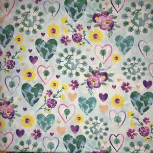 Keepsake Calico Earth Love Print - 1/2 Yard - Quilt Cotton - Hearts, Flower
